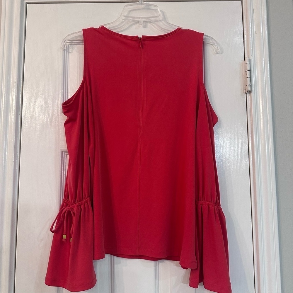 Michael Kors Vibrant Red Cold Shoulder Blouse - Picture 4 of 4
